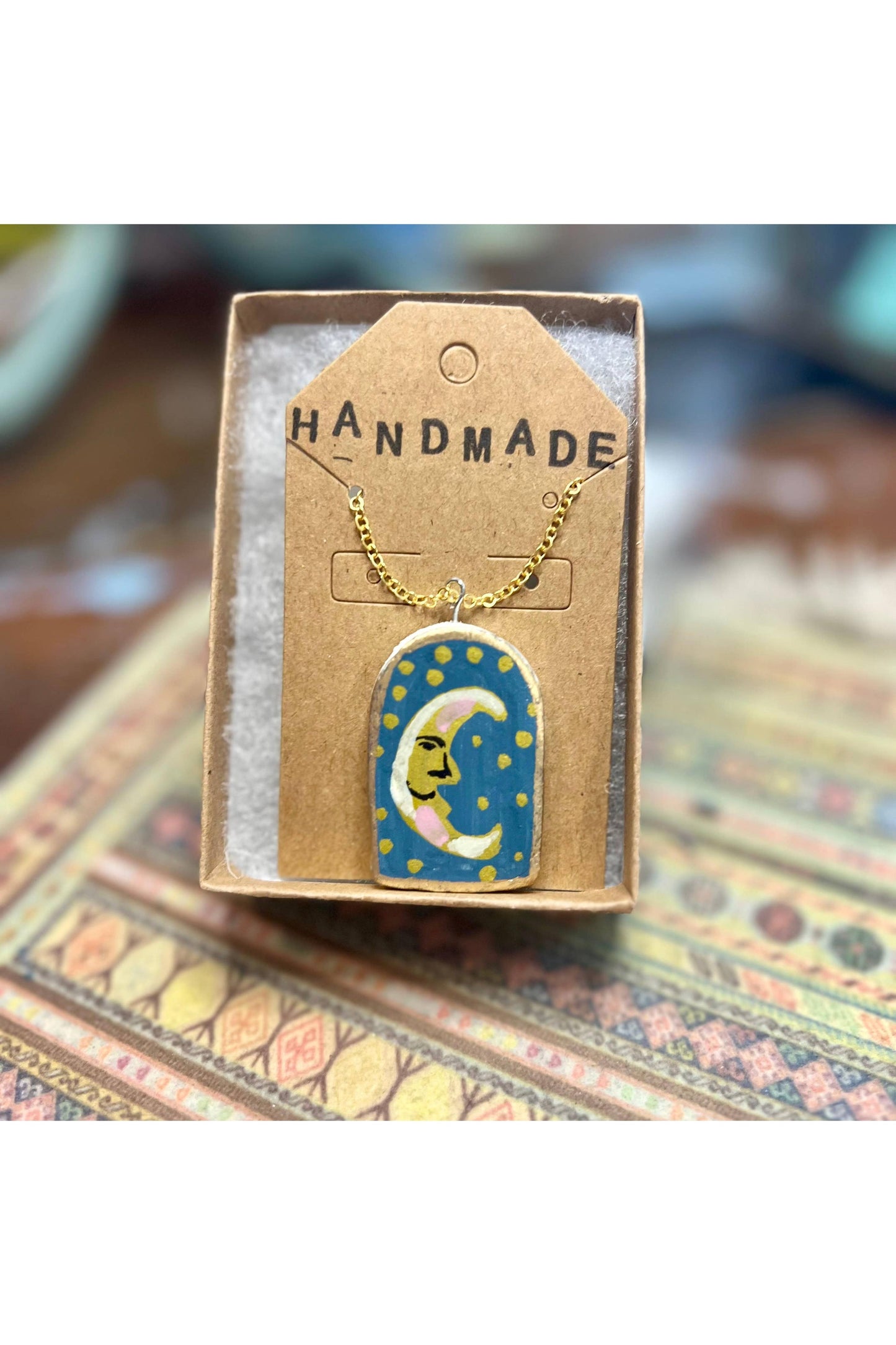 Handmade Clay Necklace- Moon Necklace
