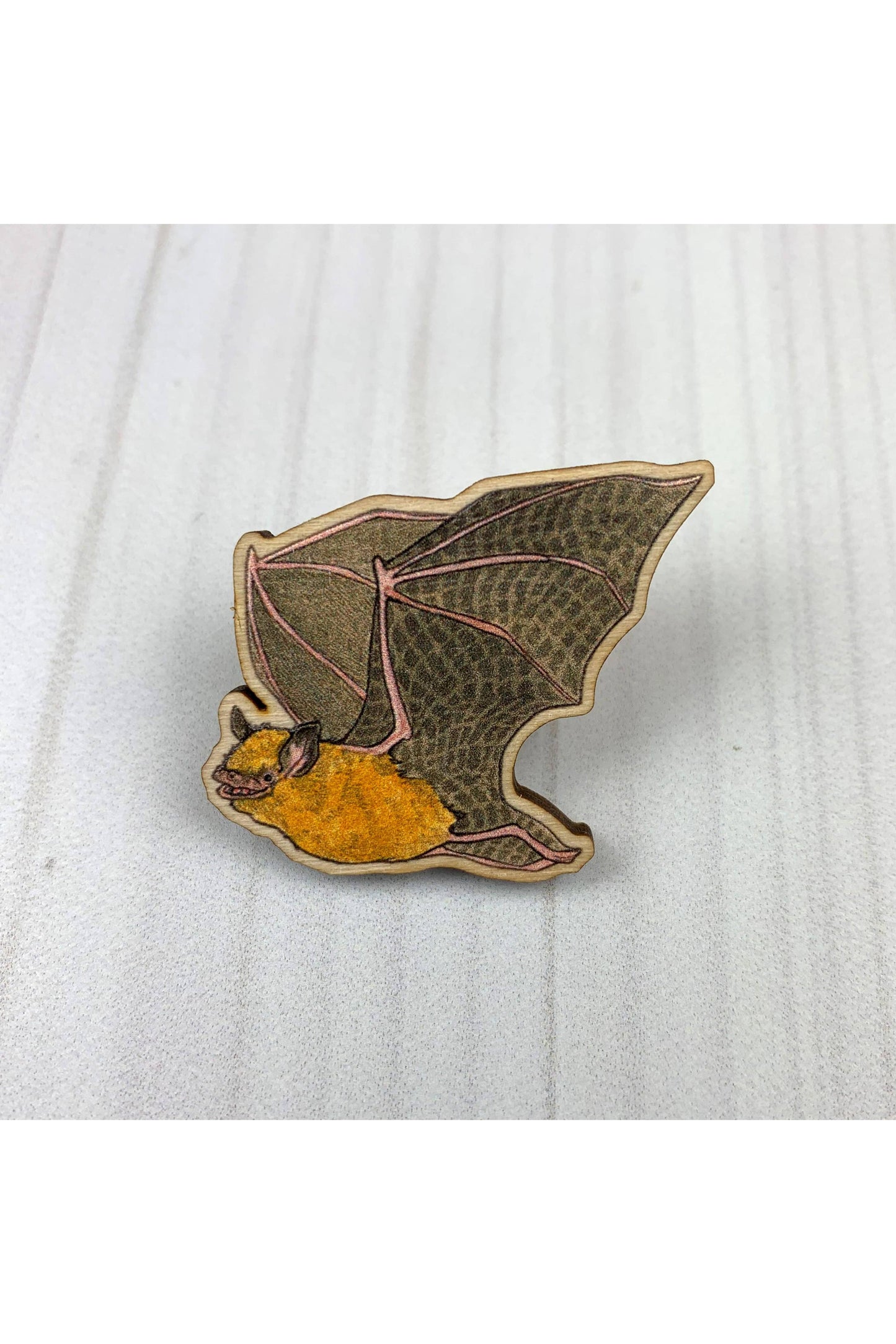 Happy Bat Wooden Pin
