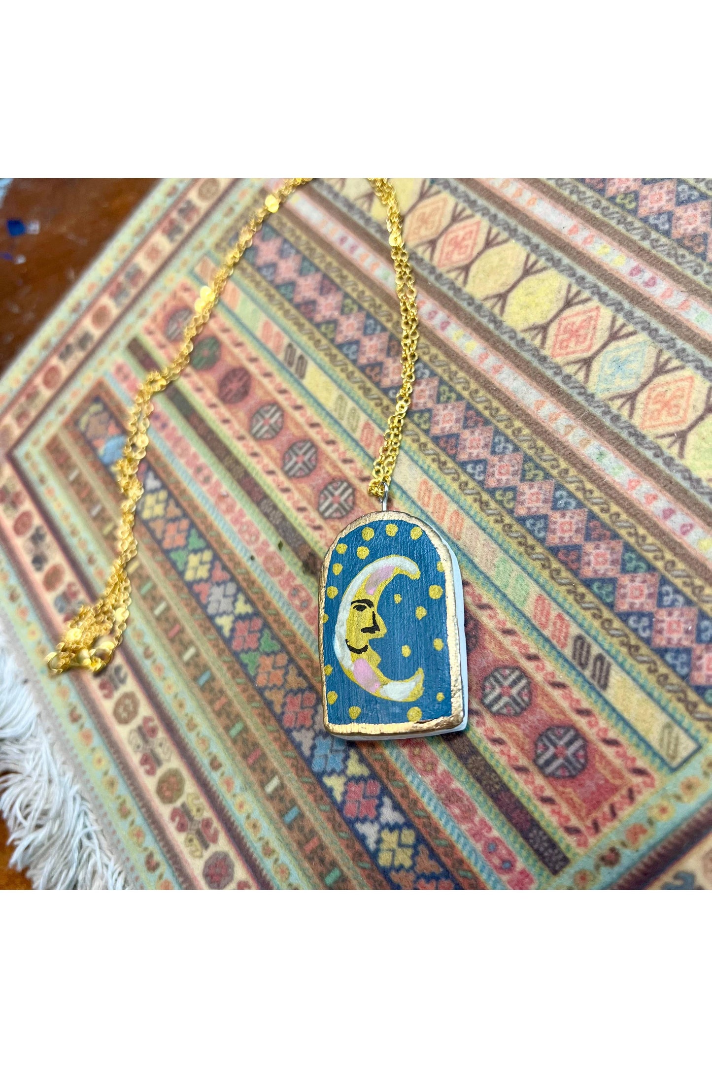 Handmade Clay Necklace- Moon Necklace