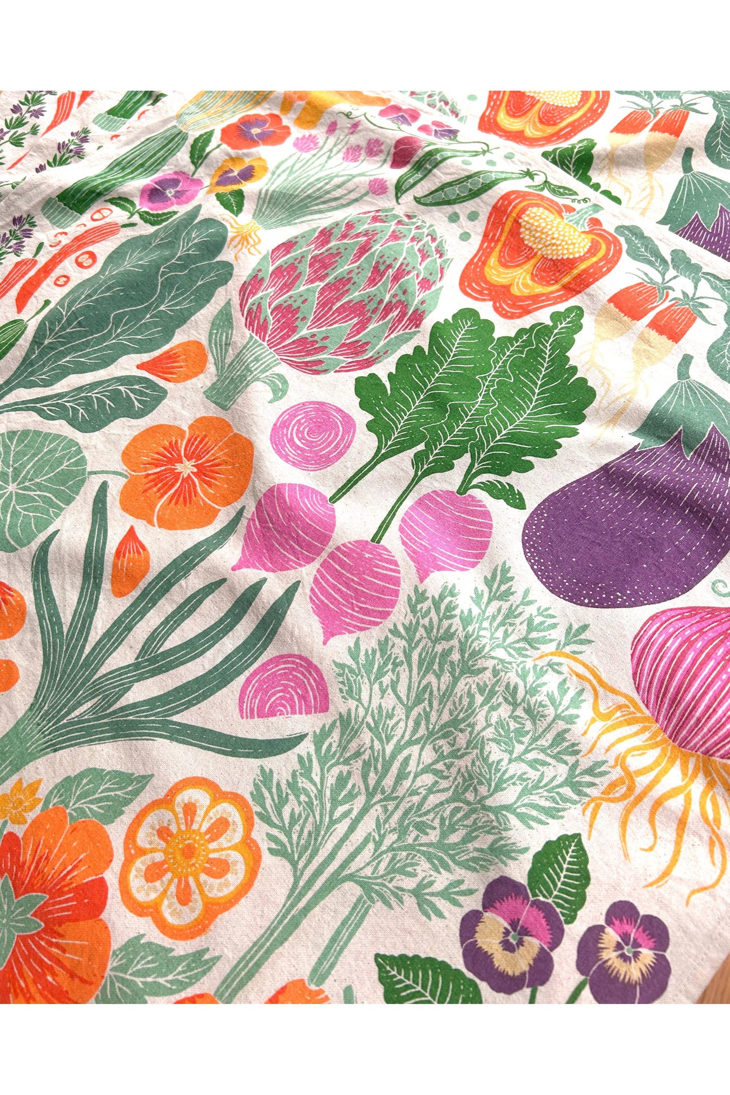 Organic Cotton Tea Towel - Veggie Garden