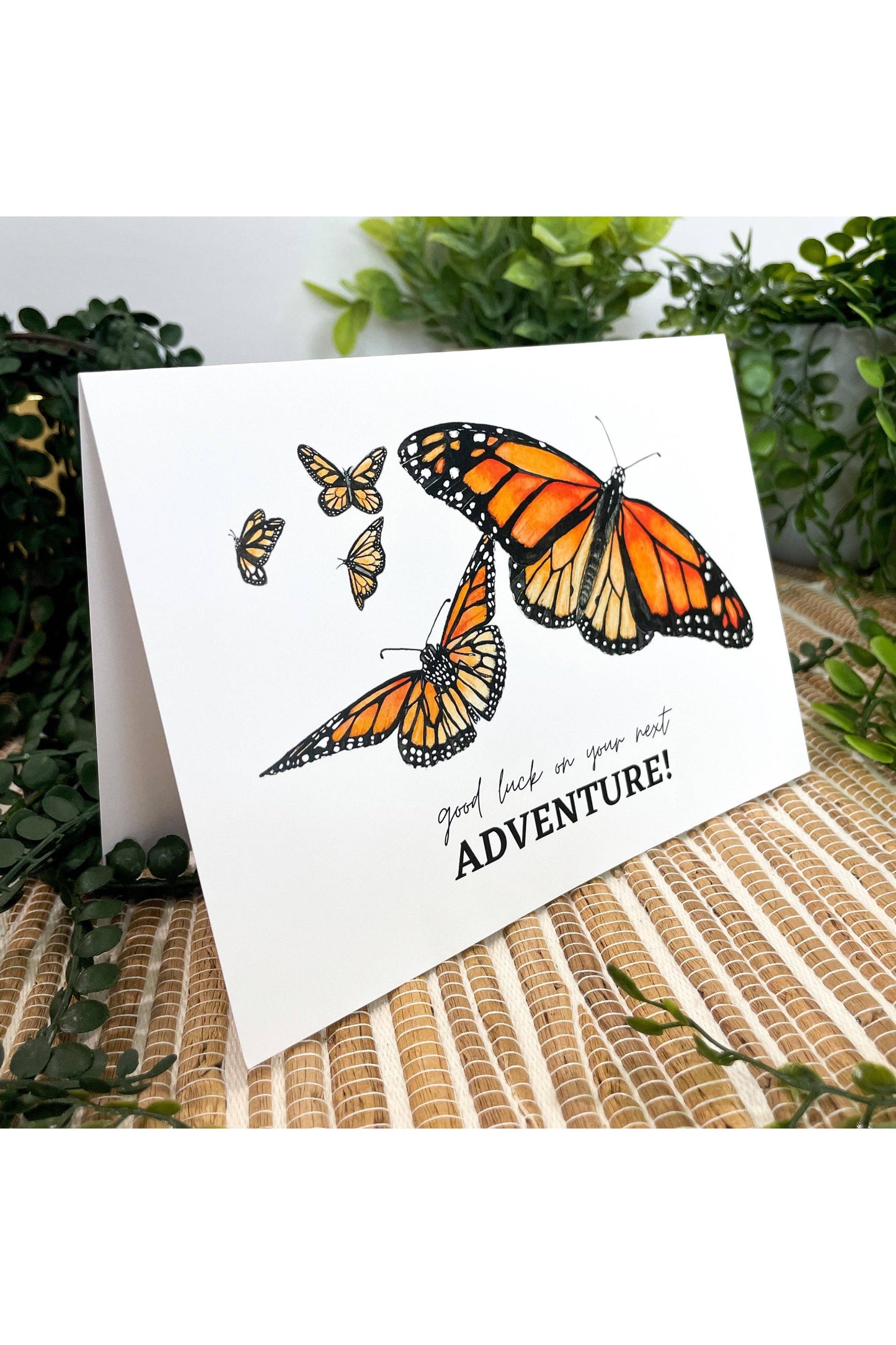 Monarch Butterfly Greeting Card - "Good luck on your next adventure!"