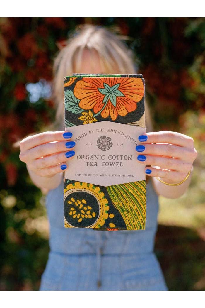 Organic Cotton Tea Towel - Midnight Veggie