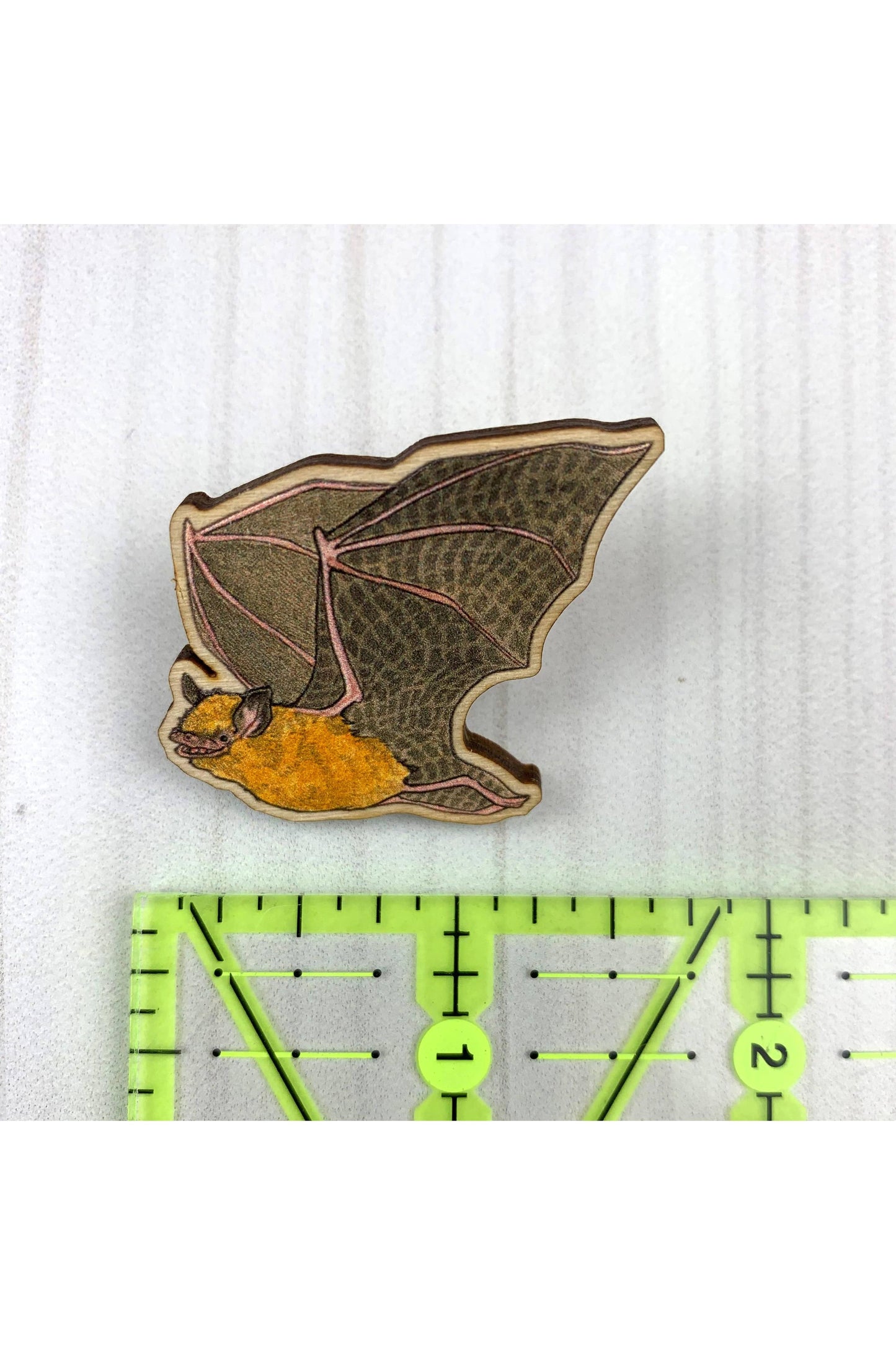 Happy Bat Wooden Pin