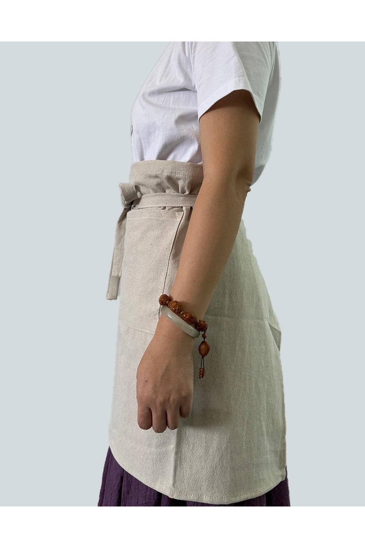 Linen Half Apron with Pockets