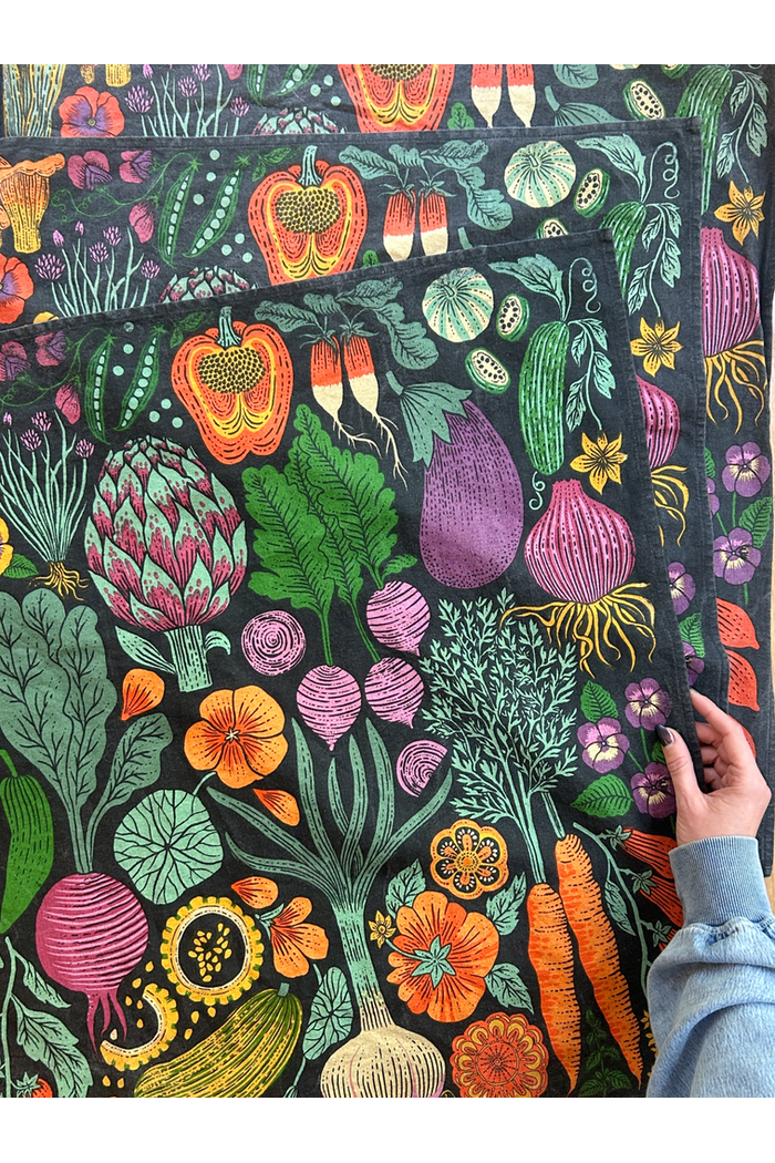Organic Cotton Tea Towel - Midnight Veggie
