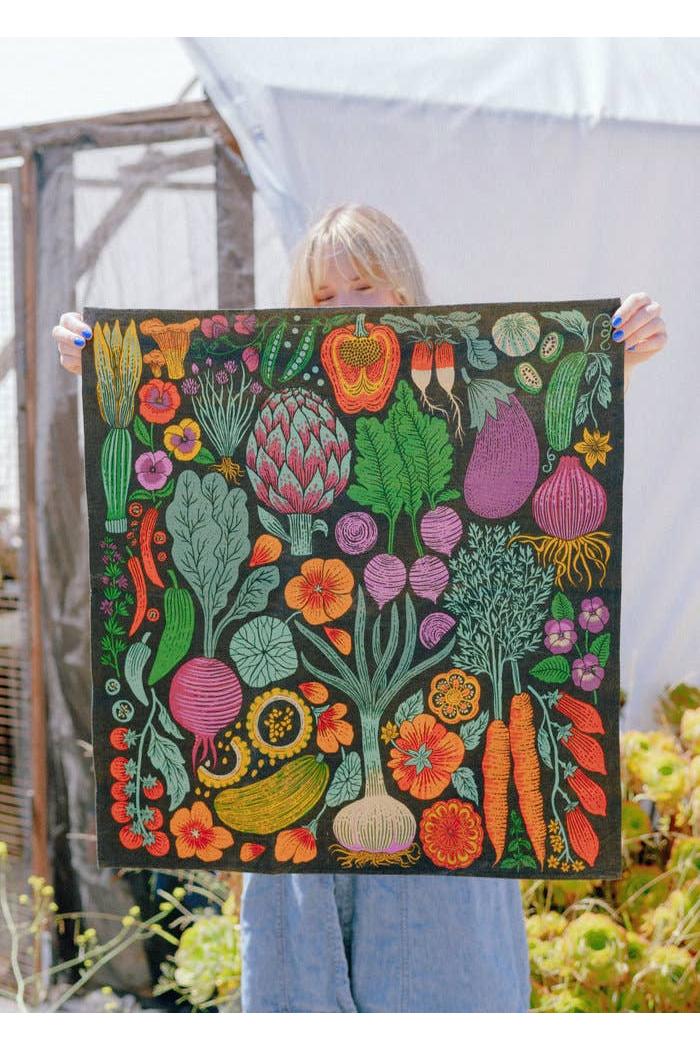 Organic Cotton Tea Towel - Midnight Veggie