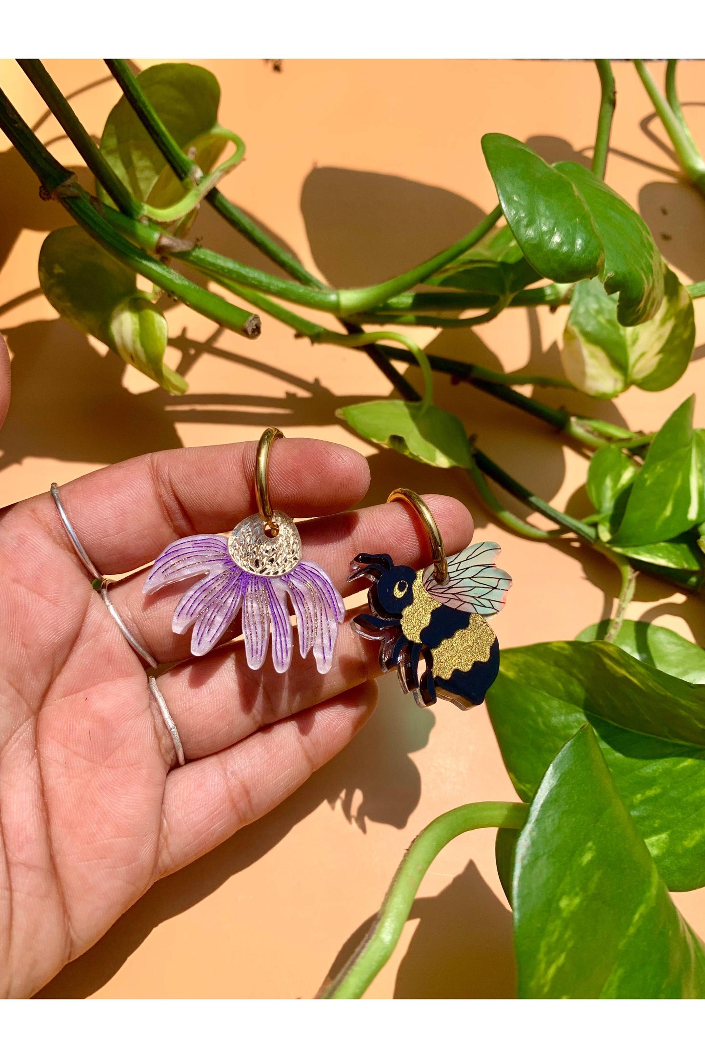 Bee and Flower Earrings