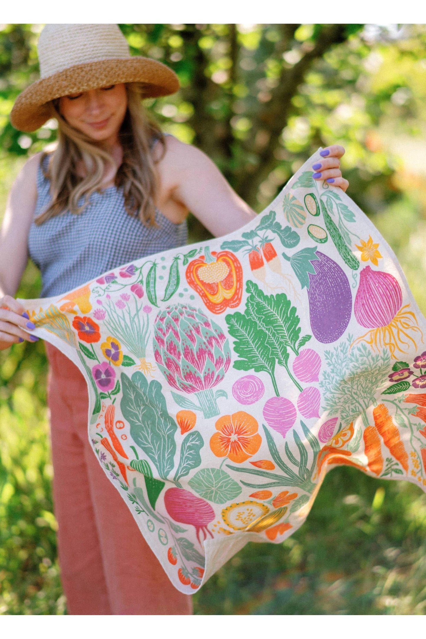 Organic Cotton Tea Towel - Veggie Garden