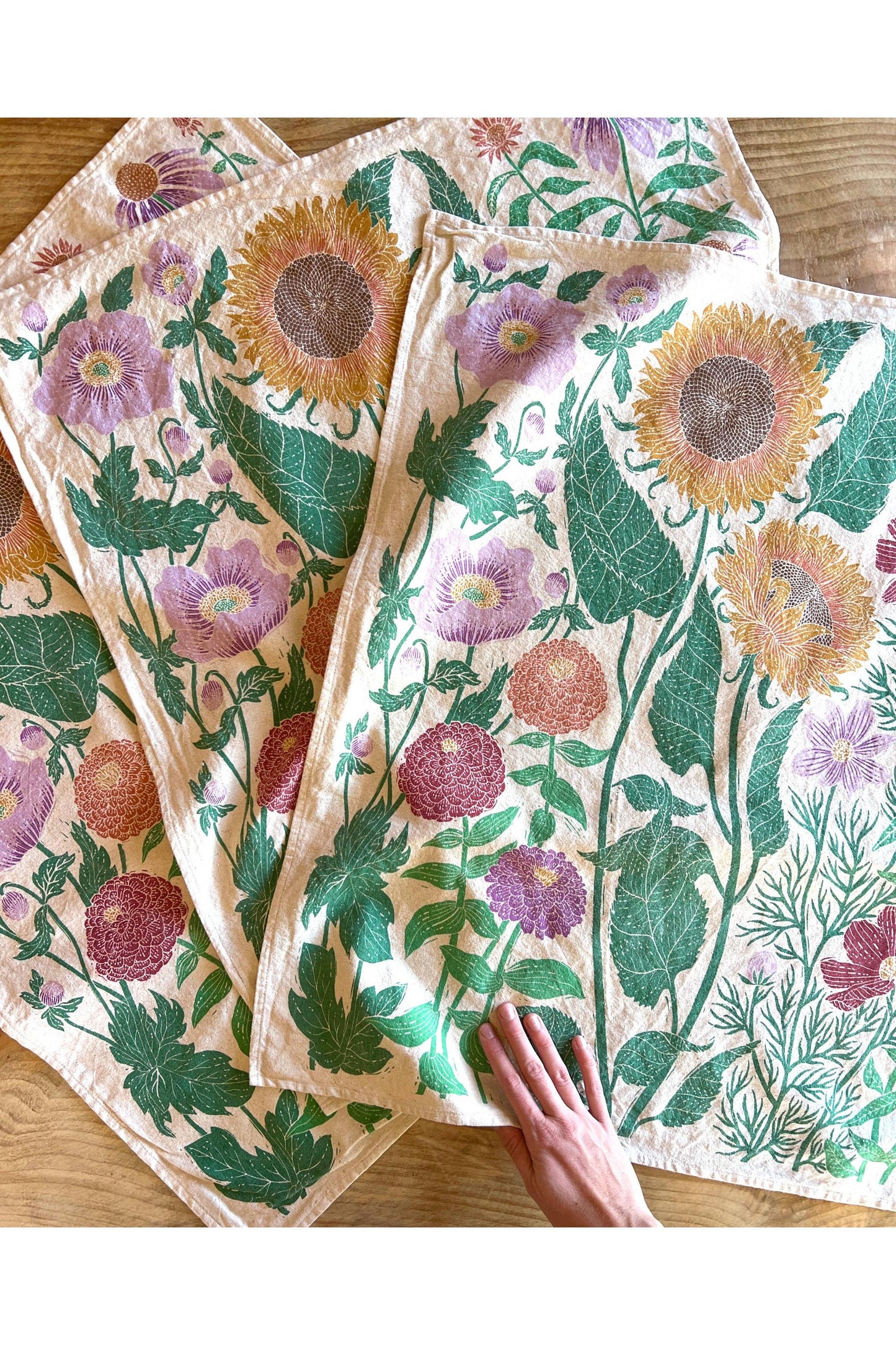 Organic Cotton Tea Towel - Summer Garden