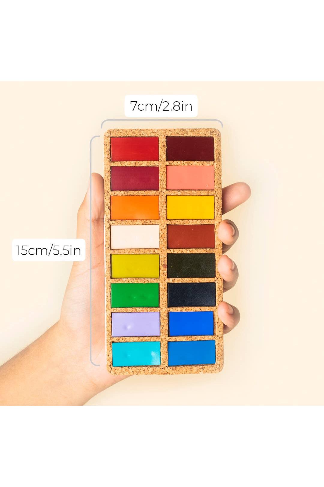 Handmade Watercolors with Natural Cork Base - Set of 16 colors