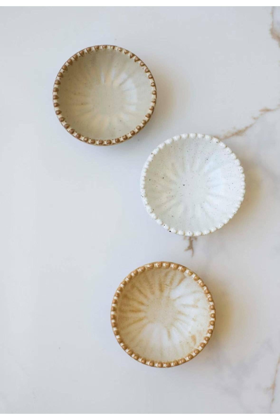 Ruffled Edge Ceramic Pinch Bowls