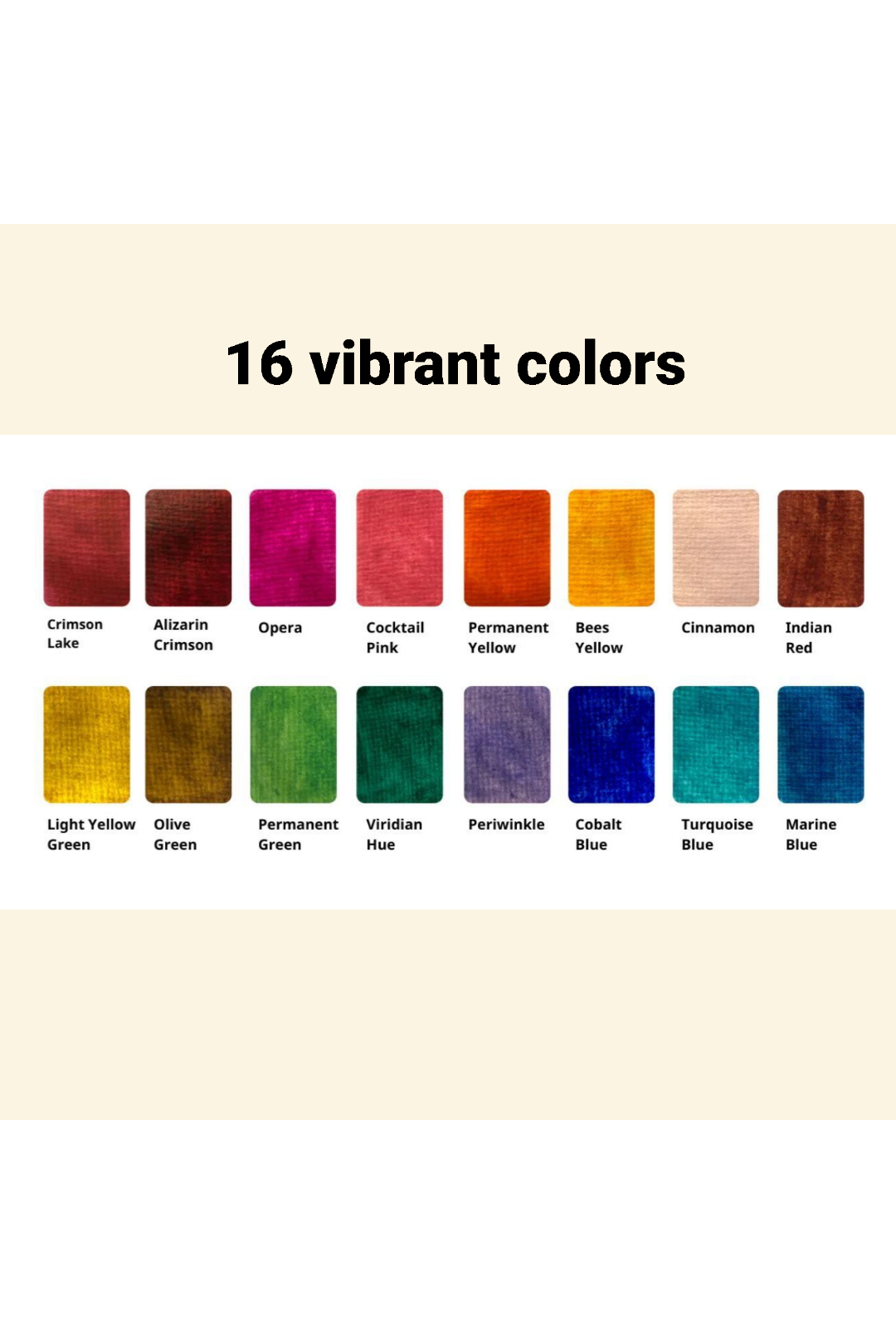 Handmade Watercolors with Natural Cork Base - Set of 16 colors