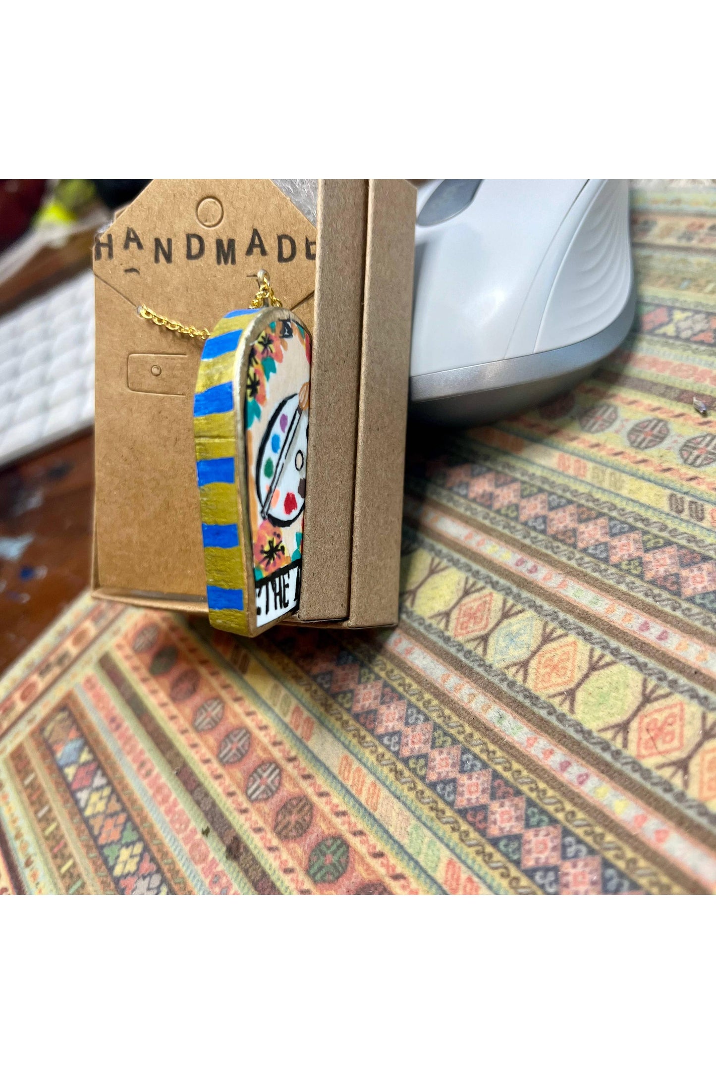 Handmade Clay Necklace- The Artist Tarot Card