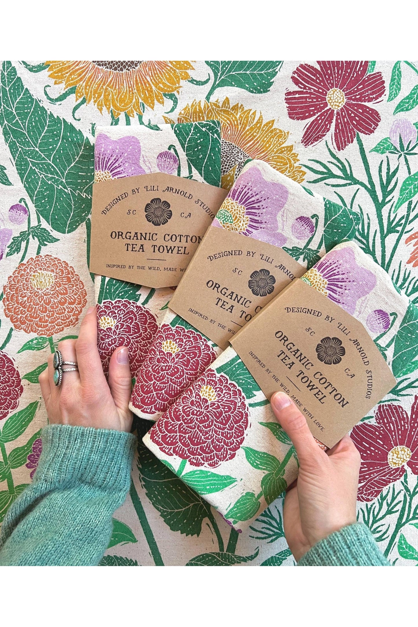Organic Cotton Tea Towel - Summer Garden
