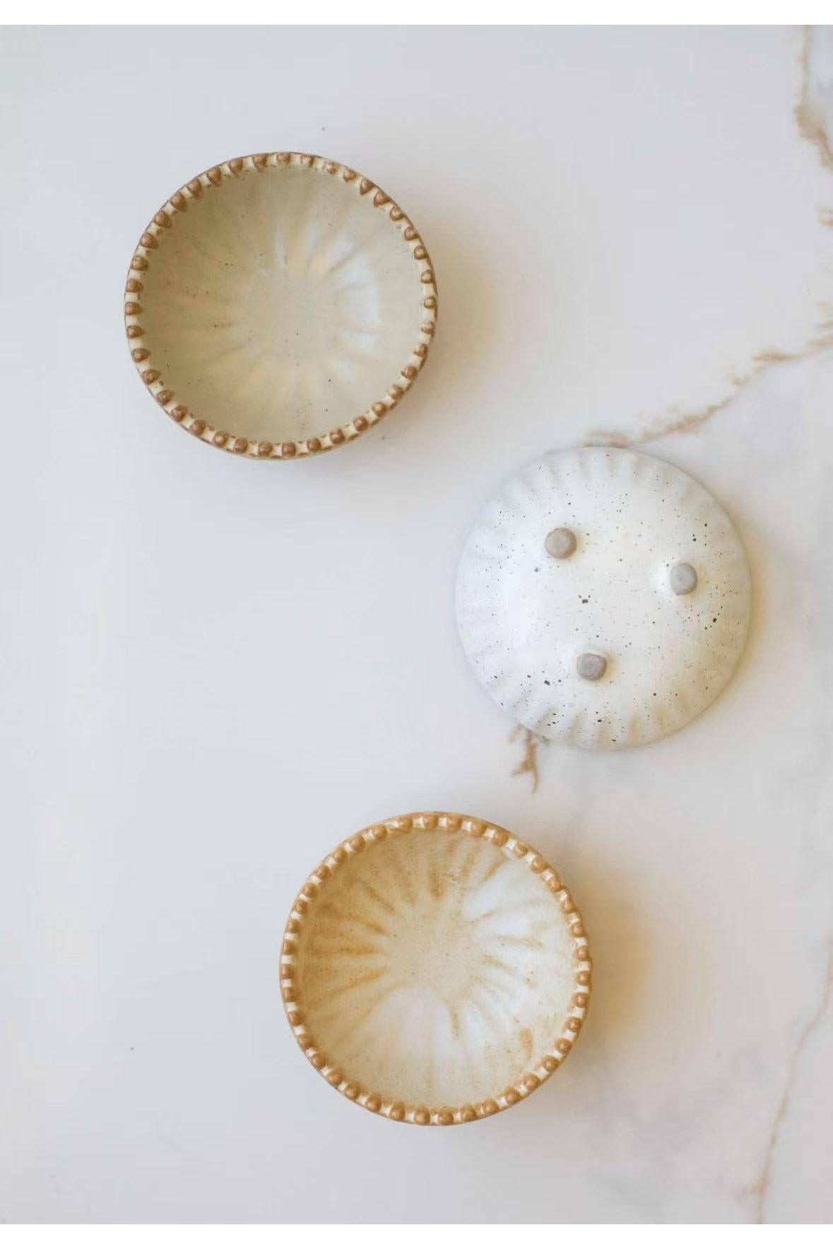 Ruffled Edge Ceramic Pinch Bowls