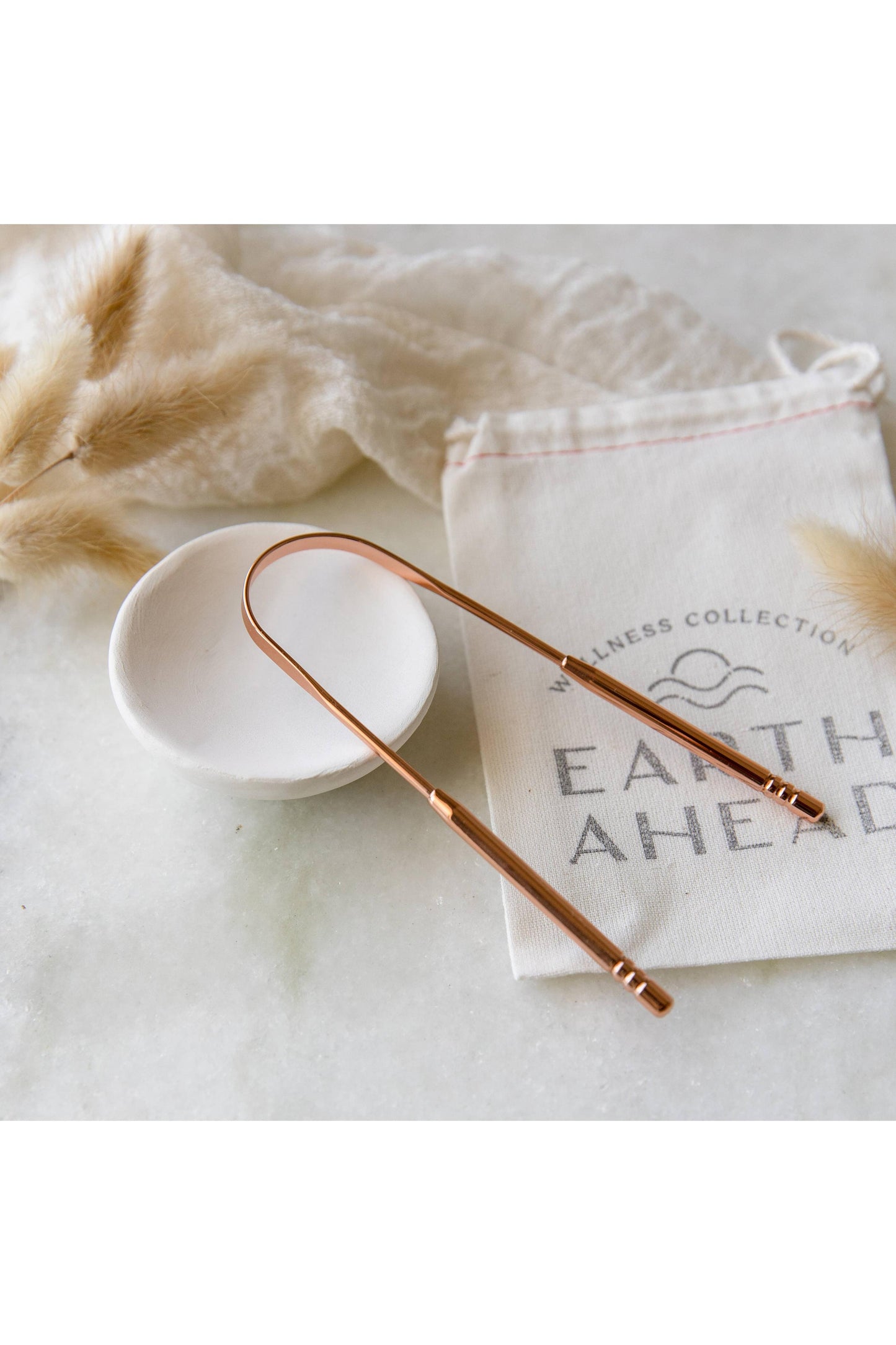 Stainless Steel Ayurvedic Tongue Scraper in Cotton Pouch