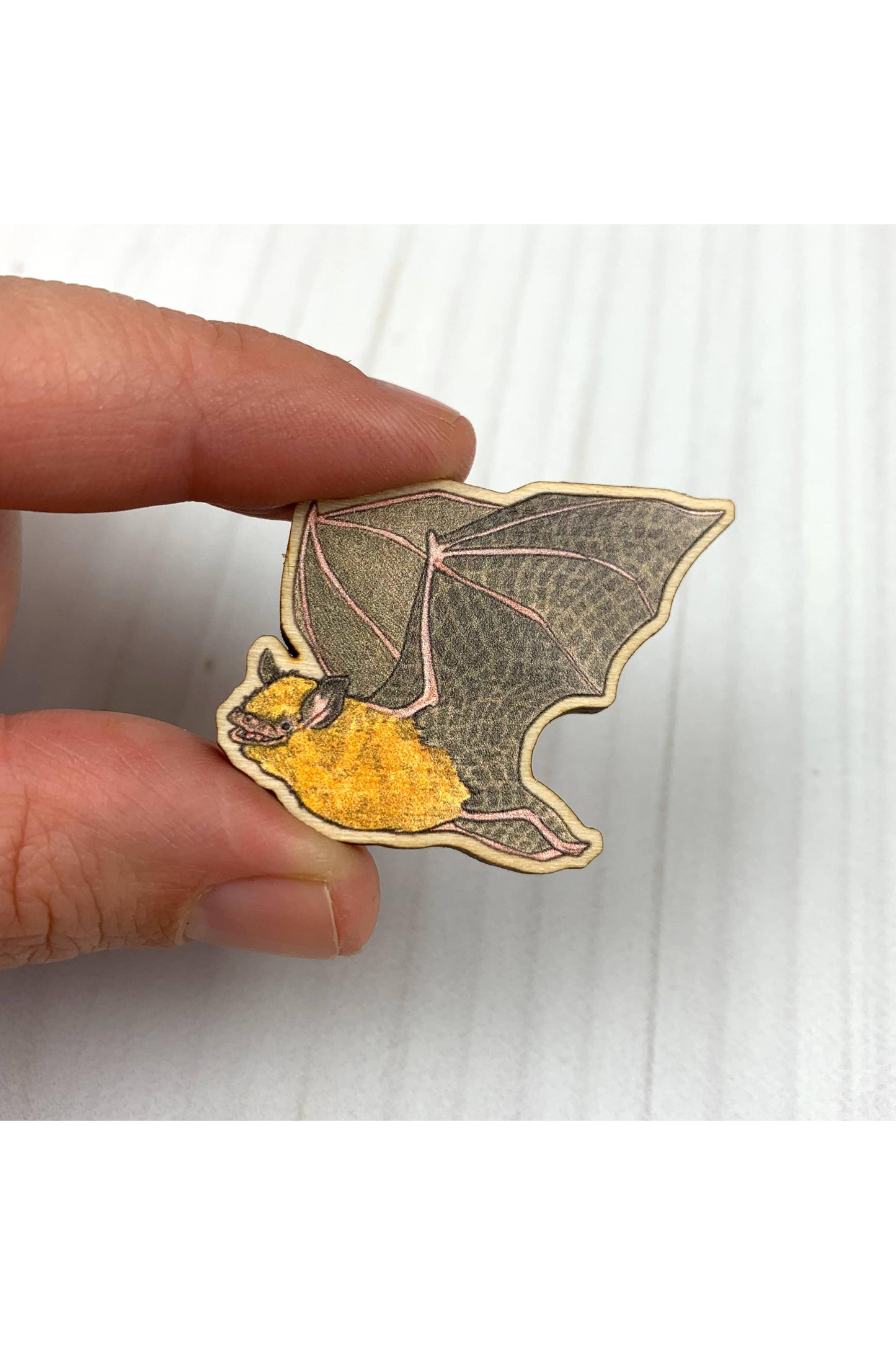 Happy Bat Wooden Pin