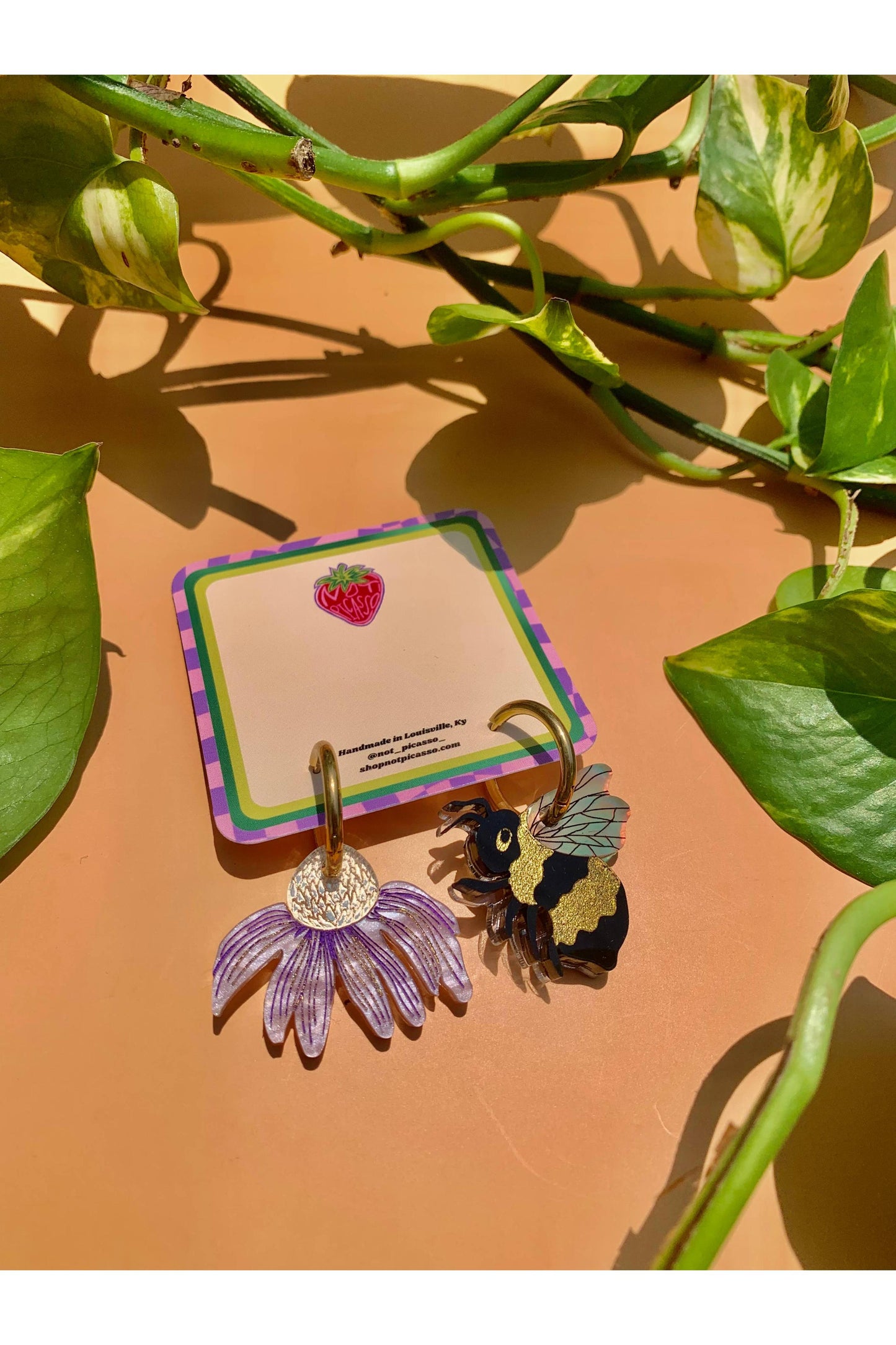 Bee and Flower Earrings