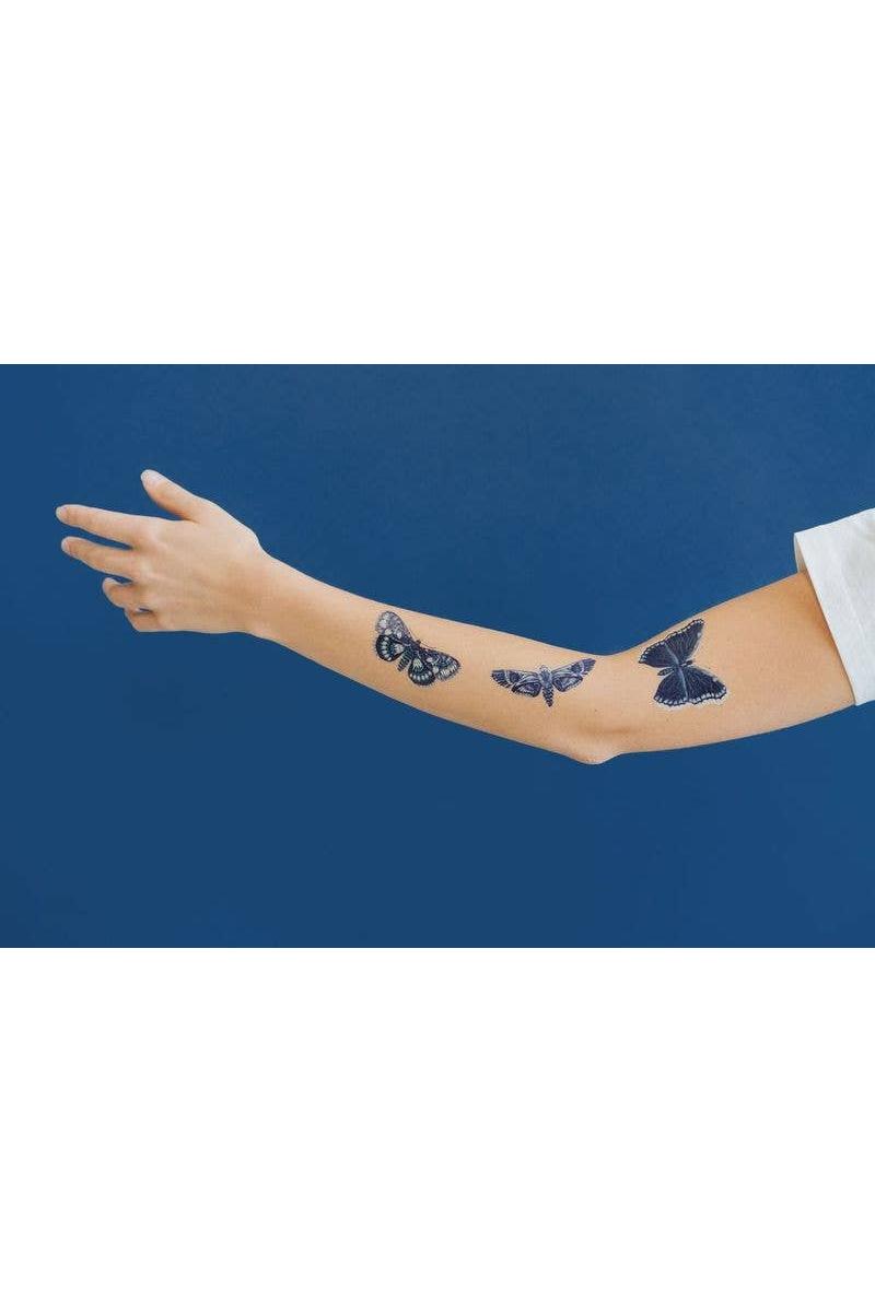 Sapphire Moths Tattoo Pair
