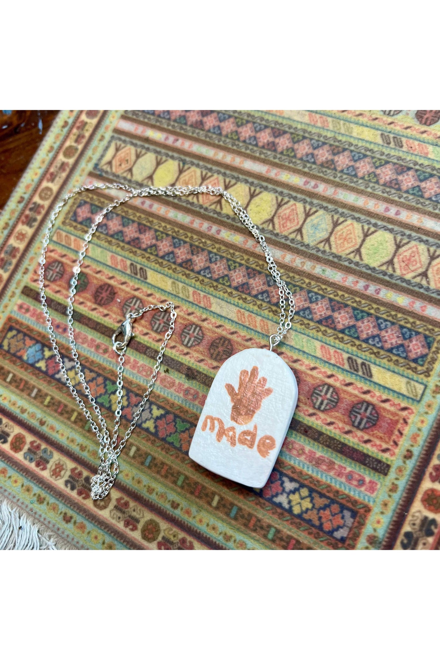 Handmade Clay Necklace- Palm