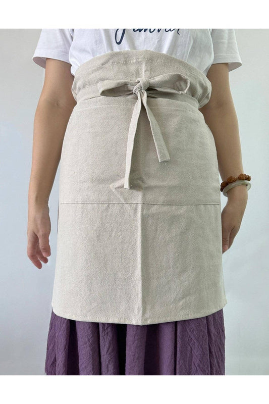Linen Half Apron with Pockets