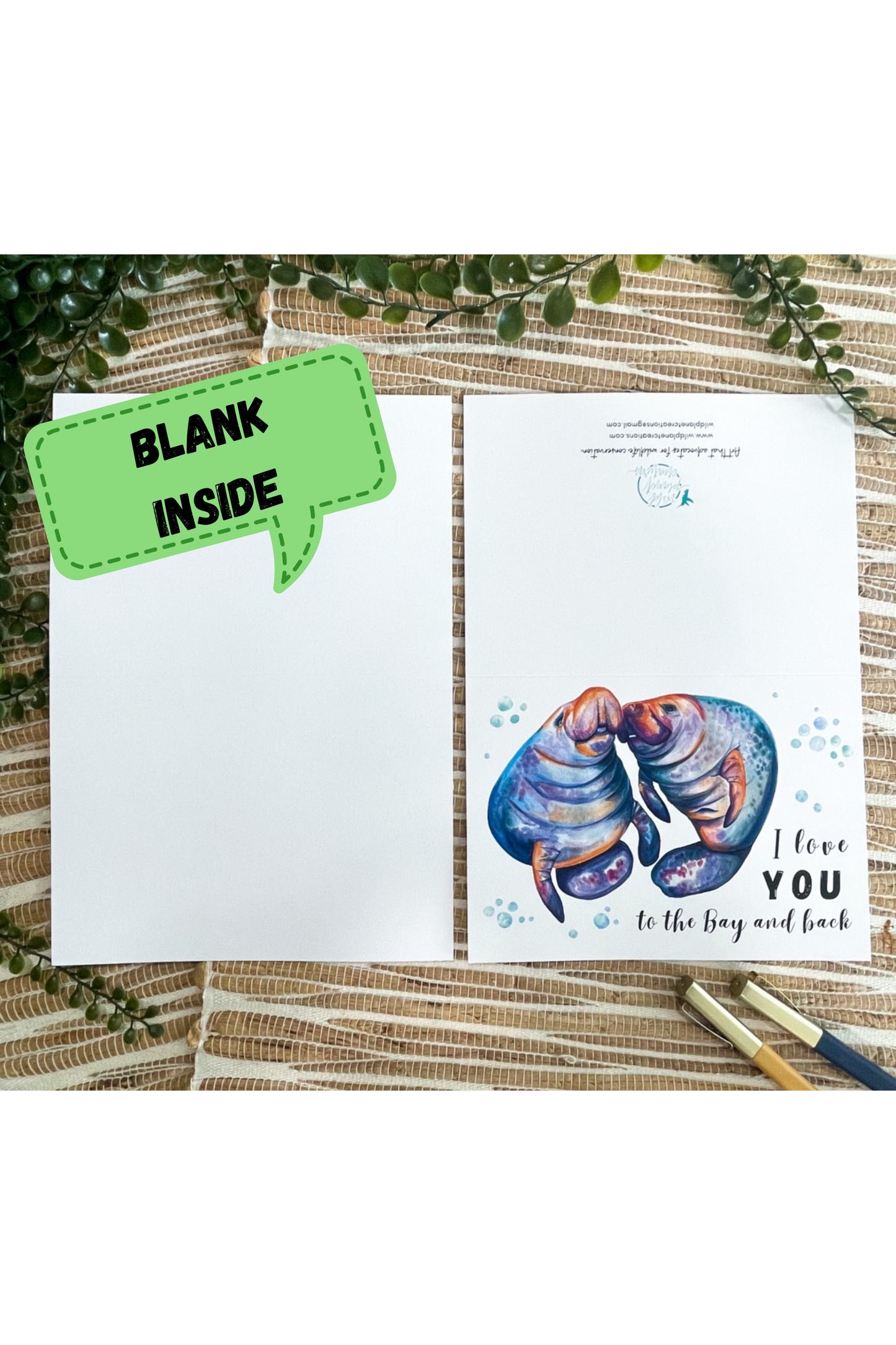 Florida Manatee Greeting Card - "I love you to the Bay and back"