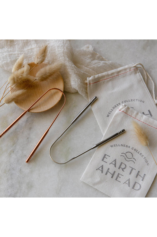 Stainless Steel Ayurvedic Tongue Scraper in Cotton Pouch