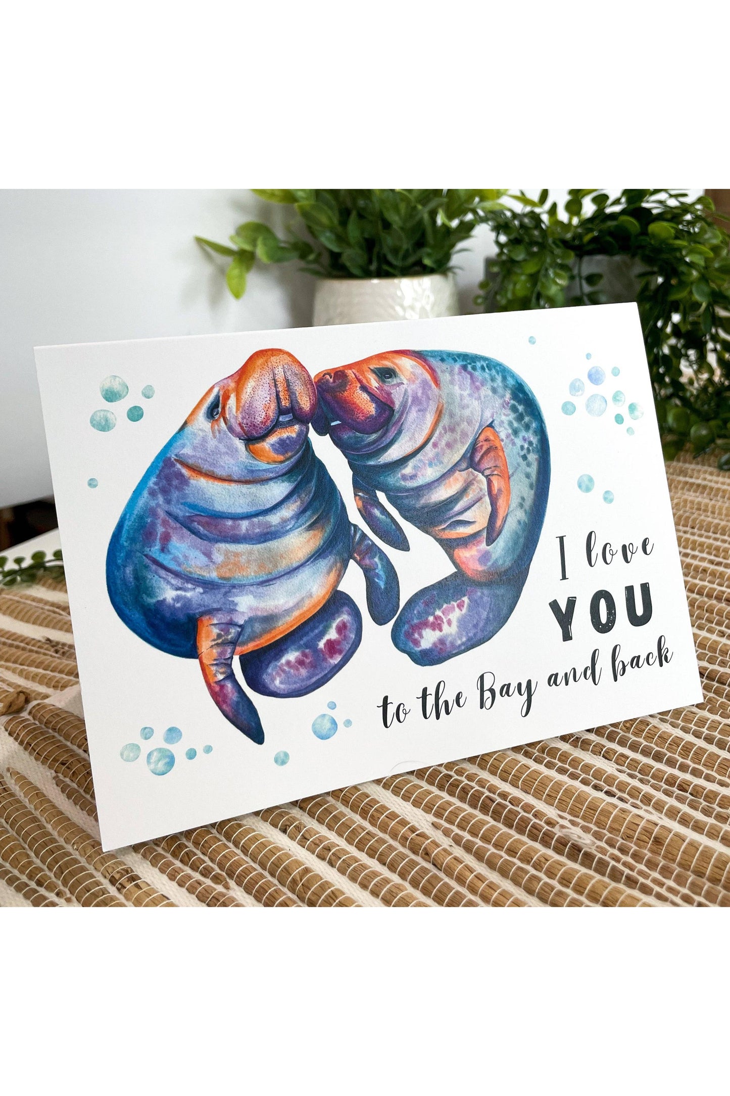 Florida Manatee Greeting Card - "I love you to the Bay and back"
