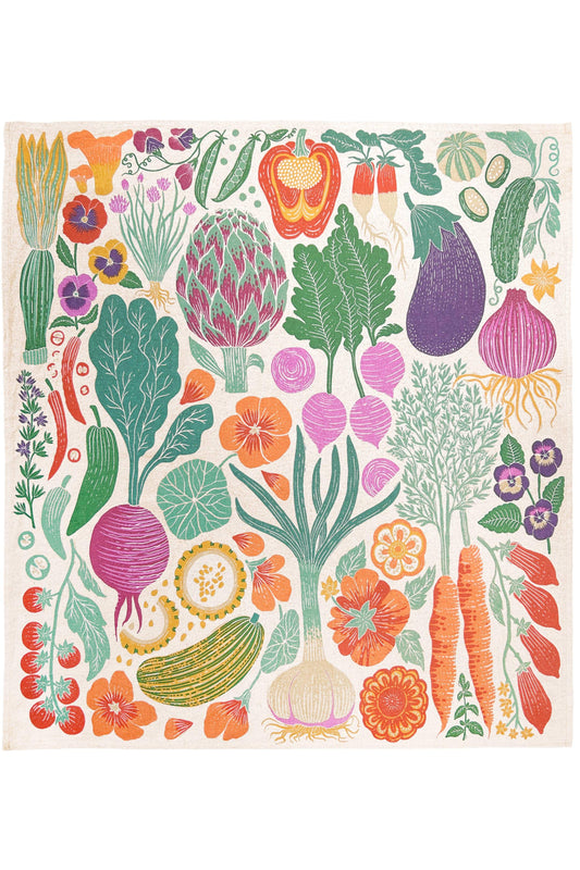 Organic Cotton Tea Towel - Veggie Garden