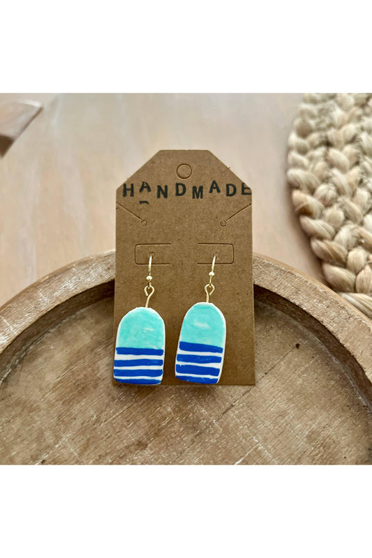 Handmade Clay Earrings - Arch Buoy Light Blue + Teal