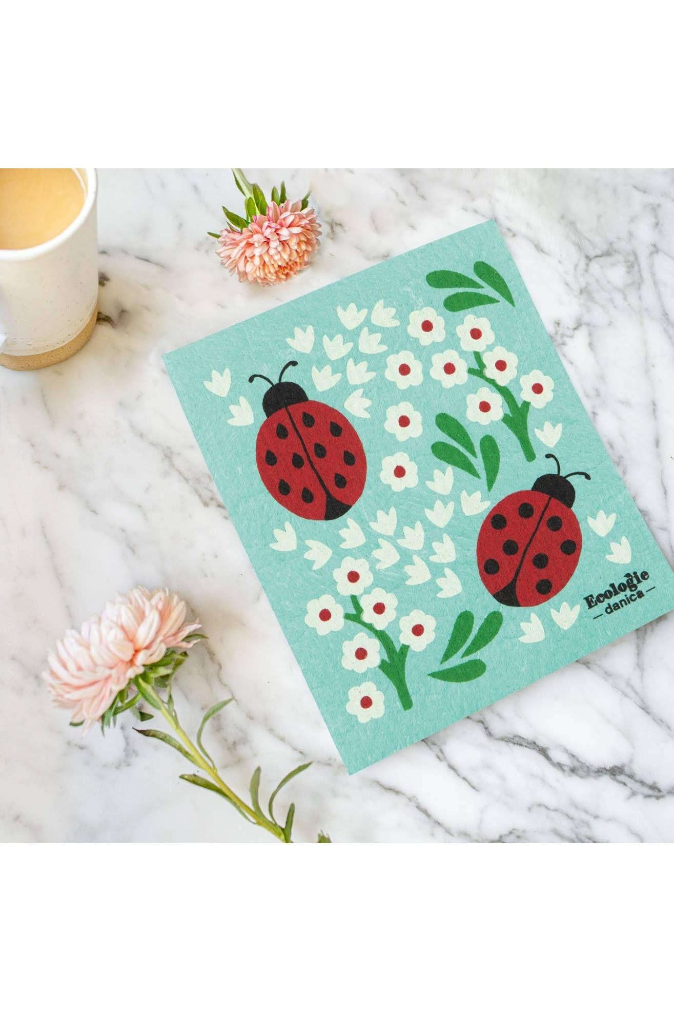 Ladybugs Swedish Dishcloth