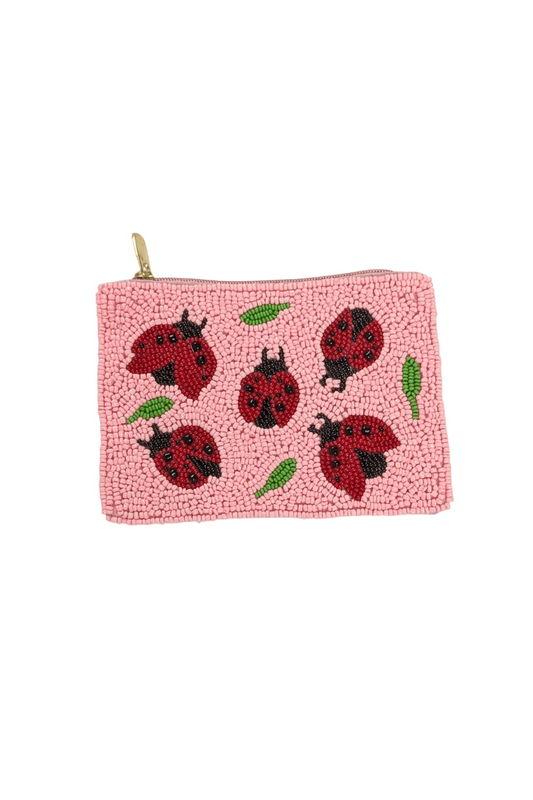 Lady Bug Family Beaded Coin Purse 