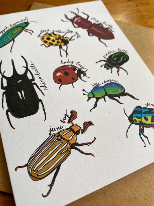 Watercolor Beetle Card