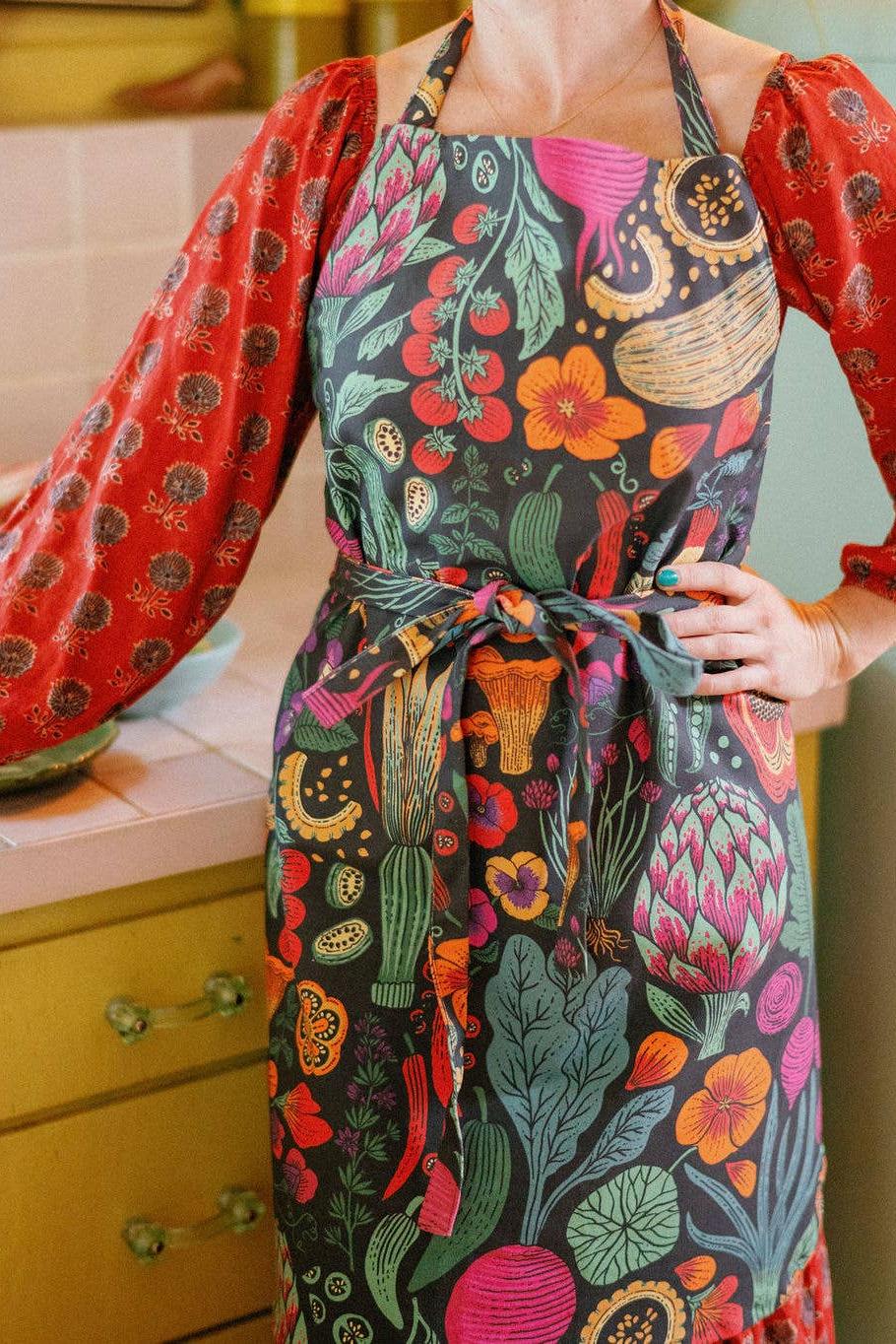 Organic Cotton Apron - Midnight Veggie