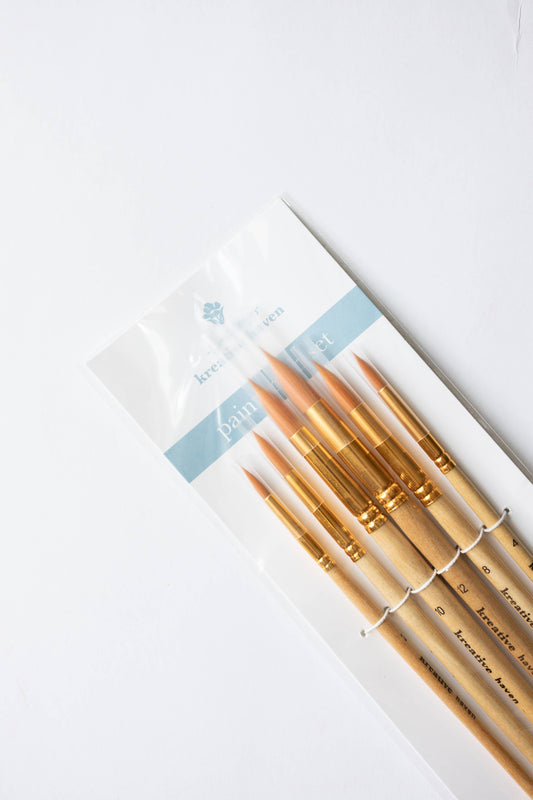Round Tip Watercolor Brush Set -- 6 piece