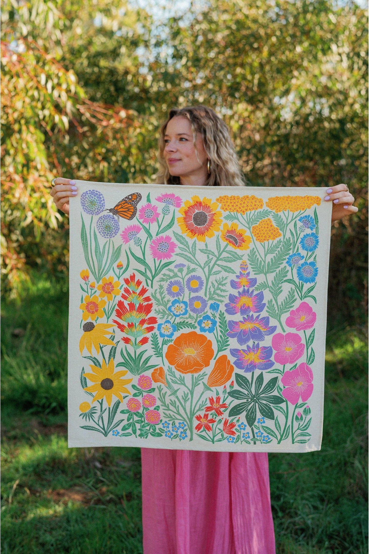 Organic Cotton Tea Towel - Wildflower